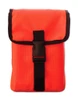 The ESEE Kit Tin Pouch (KIT-TIN-POUCH-OR) in orange nylon, shown with its buckle closure, interior storage flaps, and twin MOLLE straps on the rear, sized to accommodate the large mess tin.