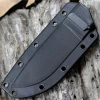 The ESEE-4 Molded Sheath and Clip Plate (ESEE-4-MSB-CP) shown in black molded plastic with its clip plate attachment, designed to fit the ESEE-4 fixed blade.
