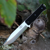 Fallkniven S1X Survival Knife (FNS1X) 5" LamCoS Satin Drop Point Plain Blade, Black Thermorun Handle, Black Zytel Sheath