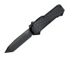 Houge Compound OTF (HO34026) 3.5" CPM S30V Black PVD Coated Tanto Plain Blade, Black G10 w/ Double-Action Thumb Slide