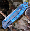 Kershaw Leek Assisted Opening Knife (1660DBLU)- 3.00" Blackwashed Sandvik 14C28N Drop Point Blade, Digital Blue Aluminum Handle