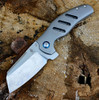 Kizer Ki4488 C01C Sheepdog (Ki4488) 3.25" CPM-S35VN Stonewashed Sheepsfoot Plain Blade, Gray Titanium Handle