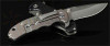 Kizer Cutlery Folding Knife (KI401A1) 3.5" CPM-S35VN Stonewashed Drop Point Plain Blade, Black G-10 Front Handle Titanium Back Handle w/ Anodized Pattern.