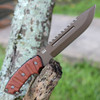 TOPS Steel Eagle Delta Class (TPSE107CDCRMT) 7.5" 1095 Bronze Clip Point Plain Blade w/ Sawback, Brown Micarta Handle, Tan Kydex Belt Sheath