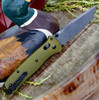 Benchmade Bailout 537SGY-1, 3.38" CPM-M4 Grey Coated Serrated Tanto Blade, Green Aluminum Handle