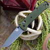Benchmade Bailout 537GY-1, 3.38" CPM-M4 Grey Coated Tanto Plain Blade, Green Aluminum Handle