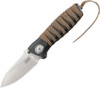 CRKT Parascale Deadbolt (CR6235) 3.25" D2 Satin Drop Point Plain Blade, Black Glass Reinforced Nylon Handle with Tan Cord Wrapped Inlay