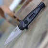 Kershaw Launch 12 7125 automatic stiletto knife profile view showing 2.4 inch stonewashed spear point blade.