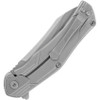 Kershaw Husker Assisted Opening Knife (1380)- 3.00" Stonewashed 8Cr13MoV Trailing Point Blade, Silver Stainless Steel Handle