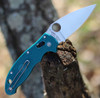 Spyderco Manix 2 Lightweight CPM SPY27 - C101PCBL2, 3.37" CPM SPY27 Satin Plain Blade, Teal FRCP Handle