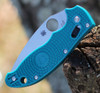 Spyderco Manix 2 Lightweight CPM SPY27 - C101PCBL2, 3.37" CPM SPY27 Satin Plain Blade, Teal FRCP Handle
