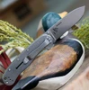 ESEE Avispa BRK1303OD SK-5 Stonewash Drop Point Blade Open Detail View