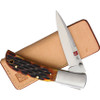 Al Mar Falcon Lockback Honey Jigged Bone 7004 , 3.15" AUS-8, Plain Blade, Honey Jig Bone Handle, Leather Slip Pouch Sheath