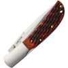 Al Mar Eagle Lockback Honey Jigged Bone 7006 , 4" AUS-8, Plain Blade, Honey Jig Bone Handle, Leather Slip Pouch Sheath