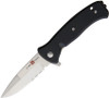 Al Mar Mini SERE 2020 Linerlock A/O AMK2201, 3" D2 Satin Partially Serrated Blade, Black G-10 Handle