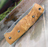 Helle Bleja 625, 3.35" Triple Laminated Stainless Steel Drop Point Plain Blade, Curly Birch Handle