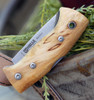 Helle Kletten Lockback Folder 662, 2.12" Triple Laminated Stainless Steel Drop Point Plain Blade, Curly Birch Handle
