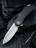 CIVIVI Elementum C907DS, 2.96" Damascus Drop Point Blade, Black G-10 Handles w/ Twill Carbon Fiber Overlay