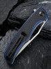 CIVIVI Shredder Folding Knife (C912A)- 3.70" Satin D2 Clip Point Blade, Black and Blue G-10 Handles