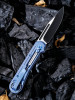 We Knife Double Helix Folder 815C, 3.3" CPM S35VN Black Two-Tone Drop Point Plain Blade, Blue Titanium Handle