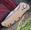 Zero Tolerance 0308 Framelock Folder, 3.75" CPM-20CV Stonewash Drop Point Plain Blade, Coyote Brown G-10 Handle