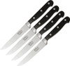 Hen & Rooster HRI008 Four Piece Steak Knife Set, 4.75" 440A Stainless Plain Blade, Stainless Guard, Black Bakelite Handle