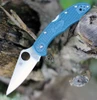 Spyderco Delica 4 Lightweight C11FPK390 K390 Satin Drop Point Blade Blue FRN Handle Open