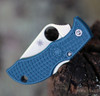 Spyderco Manbug FRN K390 MFK390, 2.29" K390 Steel Plain Blade, Blue FRN Handle