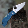 Spyderco Manbug FRN K390 MFK390, 2.29" K390 Steel Plain Blade, Blue FRN Handle