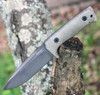 LionSteel T5BCVG, 5.04" Niolox Black Stonewash Blade, Green Canvas Micarta Handle