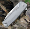 LionSteel ROK Titanium Gray ROKG, 3.27" M390 Stain Blade, Titanium Handle