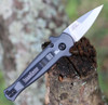 Kershaw Launch 12 CA Legal Automatic Knife (7130GRYSW)- 1.90" Stonewashed CPM-154 Spear Point Blade, Gray Aluminum w/ Carbon Fiber Inlay