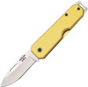 Bear & Son Large Slip Joint (BC110YW) 2.4" High Carbon Steel Satin Drop Point Plain Blade, Yellow Aluminum Handle