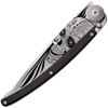 Deejo DEE1CB021 Latino Skull Granadilla, 3.75" Z40C13 SS Plain Blade, Ebony Handle