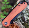 CIVIVI Elementum Folding Knife (C907U)- 2.96" Blackwashed D2 Drop Point Blade, Cuibourtia Wood Handles