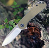 CIVIVI Elementum Folding Knife (C907S)- 2.96" Satin D2 Drop Point Blade, Olive Micarta Handles