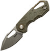 MKM - Maniago Knife Makers Isonzo Stonewashed Clip Point Blade, Green FRN Handle, Green Aluminium Spacer