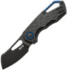 MKM - Maniago Knife Makers Isonzo Black Coated Cleaver Blade, Black FRN Handle, Blue Aluminium Spacer