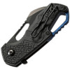 MKM - Maniago Knife Makers Isonzo Black Coated Serrated Hawkbill Blade, Black FRN Handle, Blue Aluminium Spacer