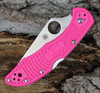 Spyderco C11FPPNS30V showing the back lock and pink Bi-Directional Texture.