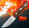 Fallkniven Taiga Hunter 1 (FNTH1Z) 3.5" Laminate Cobalt Steel Satin Drop Point Plain Blade, Ironwood Handle, Black Zytel Belt Sheath