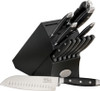 Hen & Rooster Kitchen Block Set, 13 Piece Cutlery Set w/Natural Wood Counter Block with Black Finish