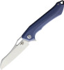 Bestech Platypus BG28A Flipper Knife, 3.43" D2 Two-Tone Sheepsfoot Blade, Milled Gray (Blue) G-10 Handle