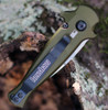 Kershaw Launch 12 CA Legal Automatic Knife (7130OLSW)- 1.90" Stonewashed CPM-154 Spear Point Blade, OD Green Aluminum w/ Carbon Fiber Inlay