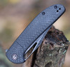 CIVIVI Ortis Folding Knife (C2013DDS-1)-3.25" Damascus Clip Point Blade, Black Twill Carbon Fiber Handle