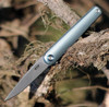 MKM - Maniago Knife Makers, Zieba Flame Flipper, FL01-TBSW, 2.9" Stonewashed Drop Point Blade, Blue Titanium Handle