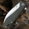 QSP Knife Pelican Linerlock (QS118E2) 3.75" CPM S35VN Satin Wharncliffe Plain Blade, Green Linen Micarta Handle