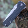 QSP Knife Hawk (QS131A) 3.225" Damascus Drop Point Plain Blade, Black Carbon Fiber Handle