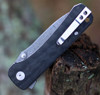QSP Knife Hawk (QS131A) 3.225" Damascus Drop Point Plain Blade, Black Carbon Fiber Handle