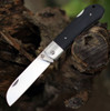 QSP Knife Worker (QS128A) 3.5" Bohler N690 Satin Sheepsfoot Plain Blade, Black G-10 Handle